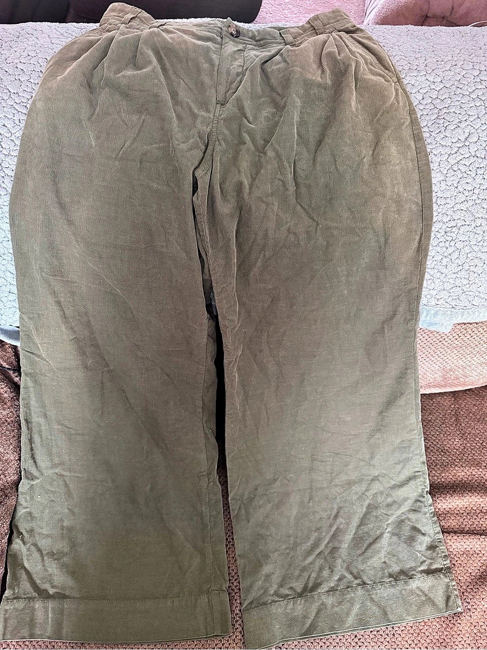 Anthropologie High Rise Wide Leg Corduroy Pants in Dark Green-Size 28